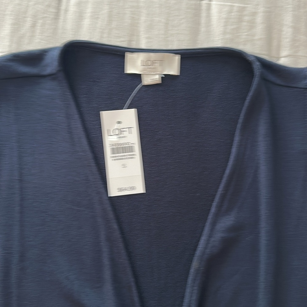 LOFT dark Blue V-Neck Romper - Picture 2 of 10